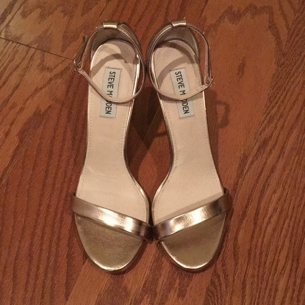Steve Madden Stecy Rose Gold Metallic Heel Sandals